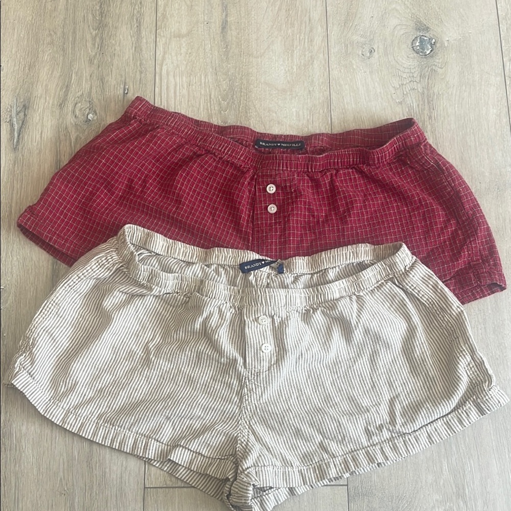 Brandy Melville Red and Tan Shorts